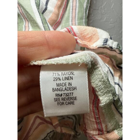 Croft & Barrow striped linen button down sleeveless shirt womens 3X coastal boho - Picture 3 of 7